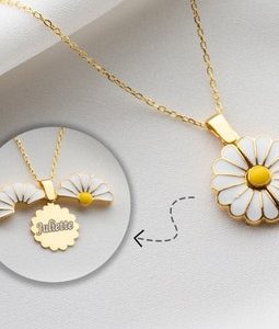 Personalised Necklaces for Women, Gift for Her, Daisy Necklace, Birthday Gift for Mom, Personalized Name Necklace Christmas Gift for Teacher