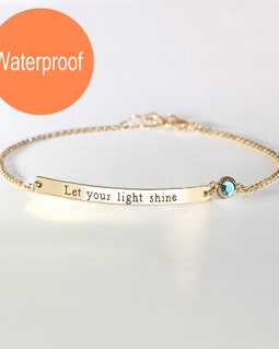 Quote bracelet, Personalized inspirational bracelet, Custom quote bracelet, Gold bar bracelet, Motivational personalized, Bridesmaids gift