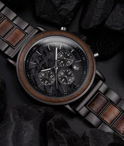 Engraved Walnut Watch for Husband - 1st Anniversary Gift For Boyfriend - Personalized Custom Marble Wooden Gift For Him - Mens Wedding Gift