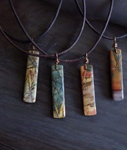 Red Creek Jasper Necklace for Men  – Earthy Stone Pendant on Adjustable Leather Cord,Mens Jewelry,Natural Stone Jewelry for Men,Gift for Him