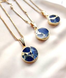 Raw Blue Sapphire Pendant Necklace Gold, Mojave Turquoise Gemstone Necklace, September Birthstone Jewelry Gift, Kintsugi Inspired Pendant