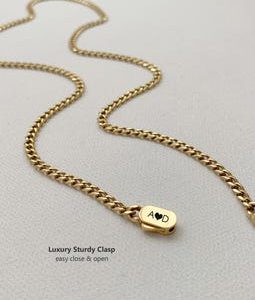 Engraved Miami Cuban Link Chain- 4mm Waterproof Gold Silver Monogram Necklace For Men